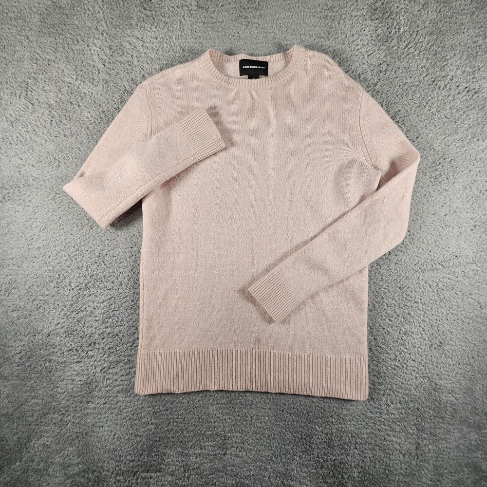Something Navy Sweater Womens XXS 00 Pink Cashmere Silk Blend‎ Crew Neck Ribbed